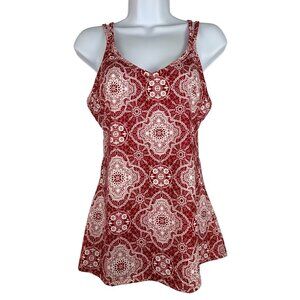 Womens Red & White Mandala Print Strappy Tank Top Size Small
